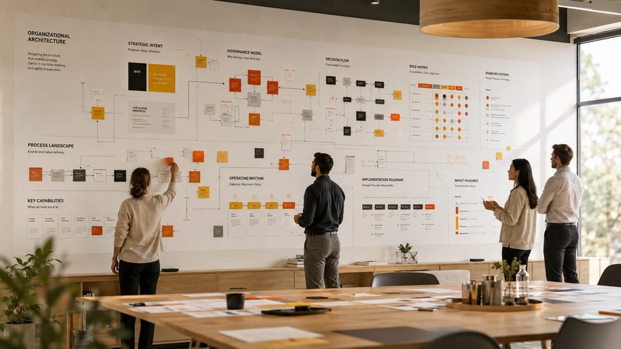 Arquitectura Directiva™ — equipo frente al blueprint de arquitectura organizacional